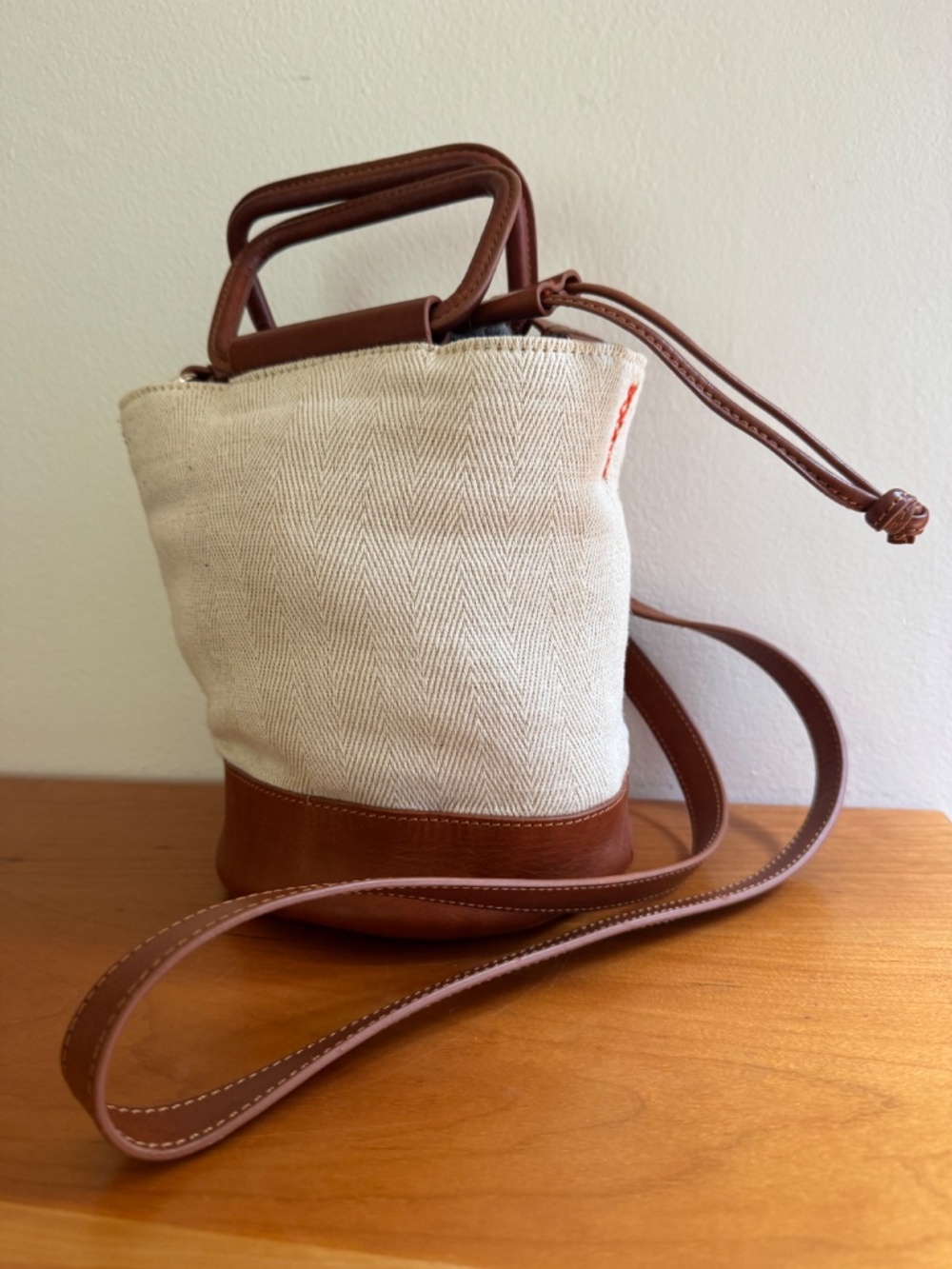 Holt Renfrew 'H' Project Leather and Woven Textile Bucket Bag